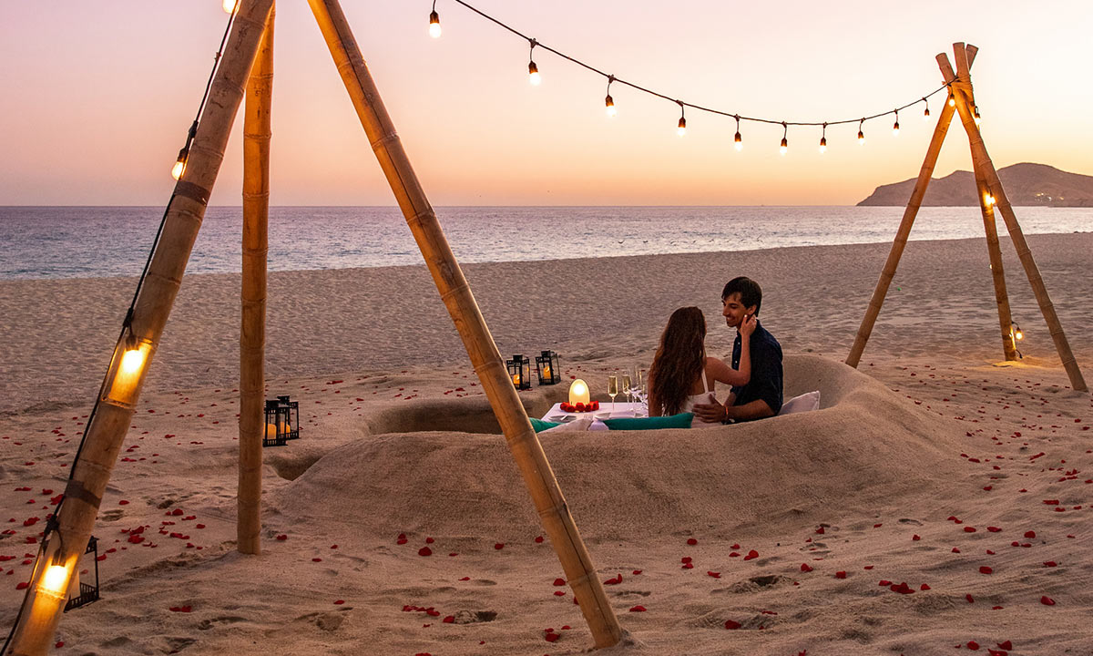 romantic dinner on the beach