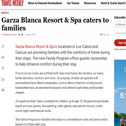 garza blanca cancun travel weekly article